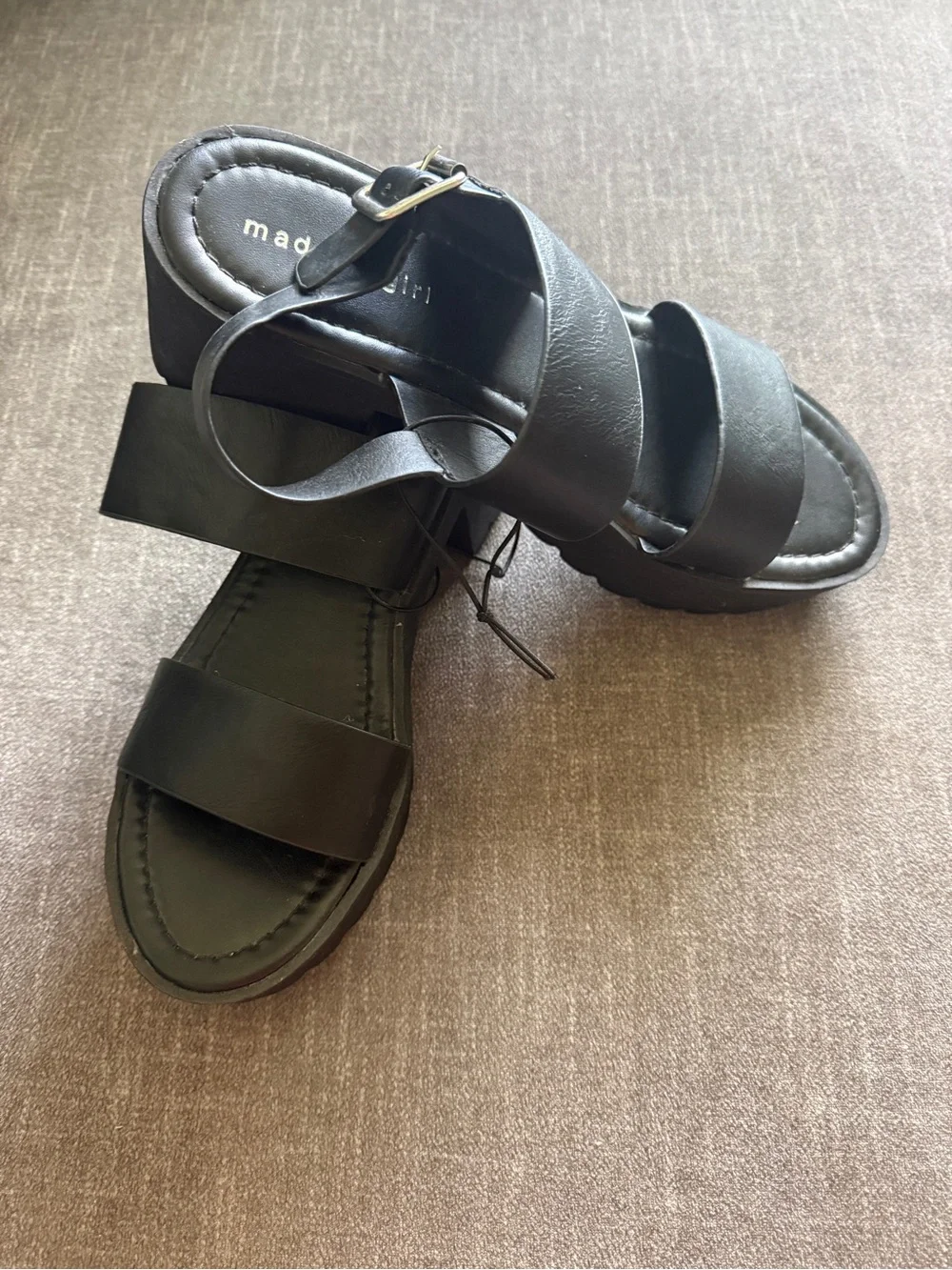 Madden Girl Black Chunky Platform Sandals